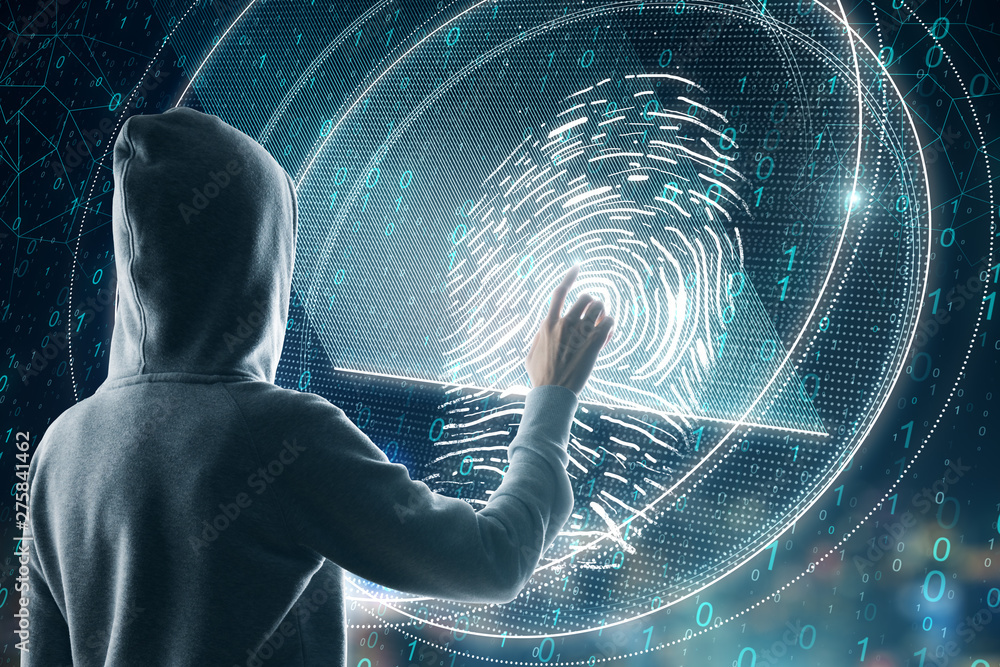Poster Hacker with thumb print
