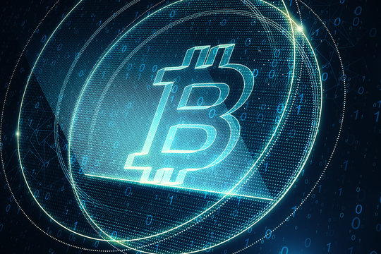 Creative blue bitcoin wallpaper - Powered by Adobe