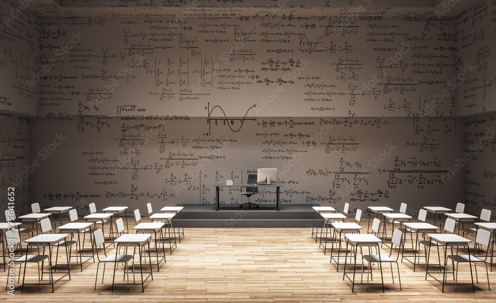 Poster light classroom with math formulas