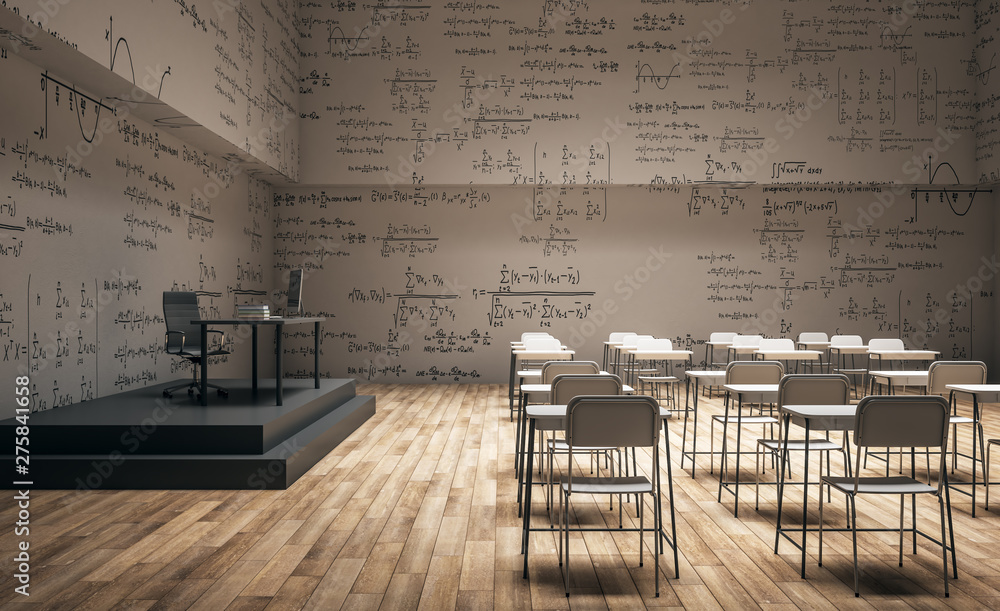 Poster Minimalistic classroom with math formulas