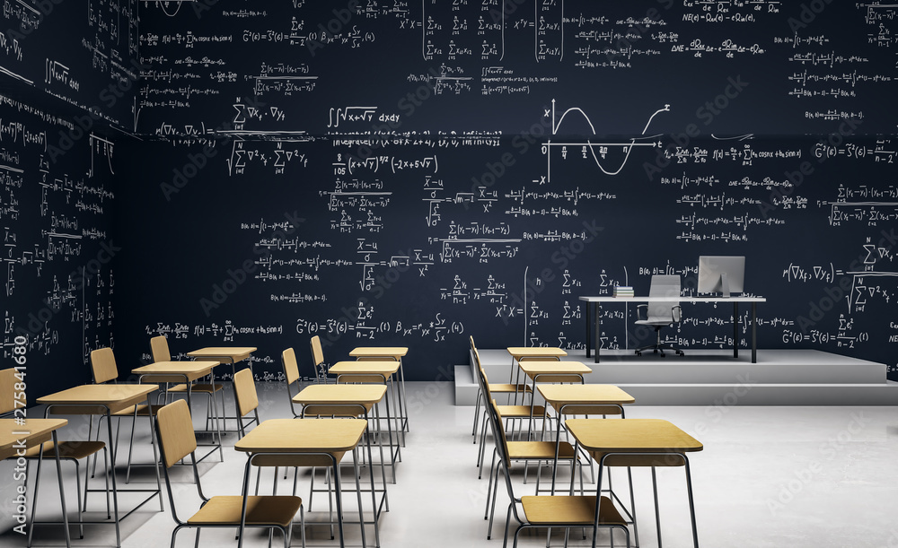 Aufkleber black classroom with math formulas
