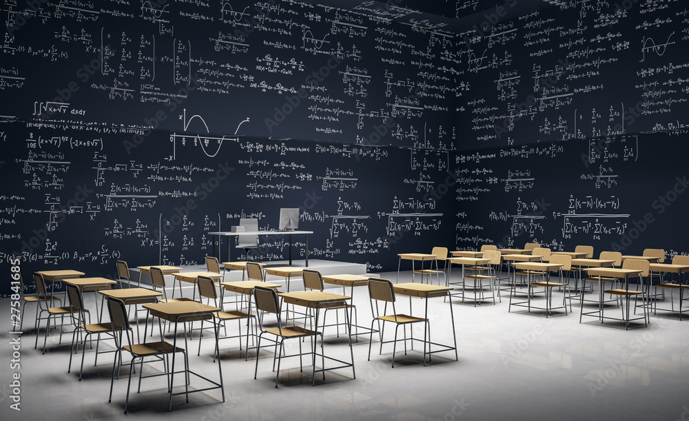 Aufkleber dark classroom with math formulas