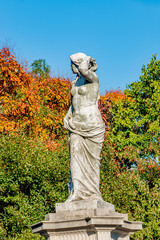 Statue of sensual Renaissance era naked woman in Vienna central city park, Austria
