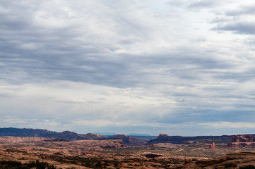 Outlook onto Arches National Park, along the Senic Drive.