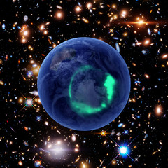 Planet earth and aurora. The elements of this image furnished by NASA.