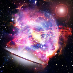 Obraz premium Space Background with Colorful Galaxy Cloud Nebula. The elements of this image furnished by NASA.