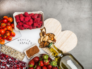 Healthy food in heart diet abstract concept
