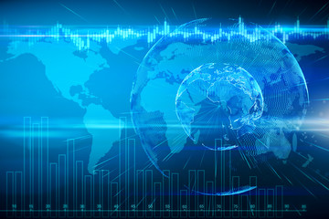 Creative blue globe interface