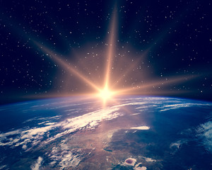 Earth sunrise. The elements of this image furnished by NASA.