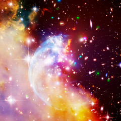 Obraz premium Starfield, galaxies and flares. The elements of this image furnished by NASA.
