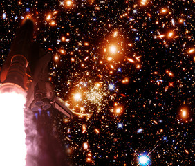 Rocket lift off. The elements of this image furnished by NASA.