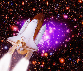 Big rocket (shuttle) lift off to stars and galaxies. The elements of this image furnished by NASA.