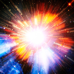 Big splash in universe. Space background. Colorful lights.The elements of this image furnished by...