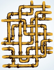 Fototapeta premium Plumbing pipes. Vector drawing symbol