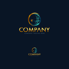 Fototapeta premium Creative Globe, Earth Moon and Star Logo Template