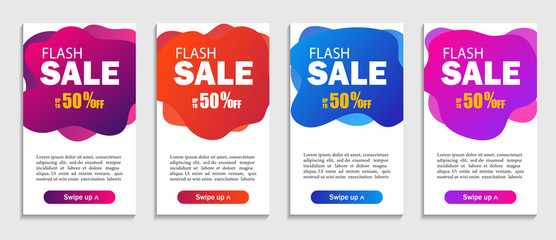 Set of dynamic geometric liquid shapes. Modern design covers for website, presentations or mobile apps. Flash sale template for social media. vector eps10