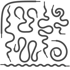 Set of Grey Shoelace Isolated on White Background