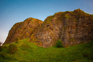 Cave Hill Country Park, Belfast Northern Ireland. High mountain against blue sky
