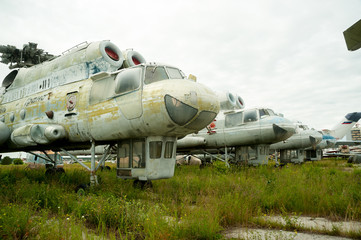 Old MI-10K helicopters