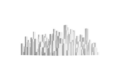 Abstract city block isolated on white. 3d