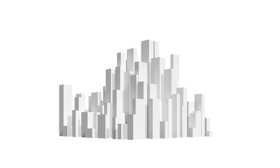 Abstract city block isolated on white, 3 d