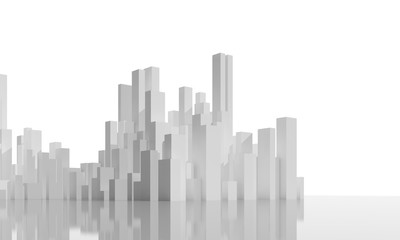 Abstract downtown skyline isolated on white