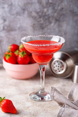 Strawberry Margarita cocktail in glass