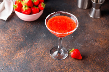 Strawberry Margarita cocktail in glass