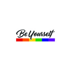Rainbow Heart Flag Colored LGBT Pride Quote for Lesbian Gay Bisexual and Transgender Vector Template Design Element