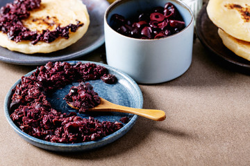 Olive tapenade served with homemade bread
