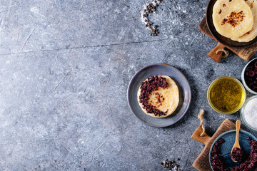Olive tapenade served with homemade bread
