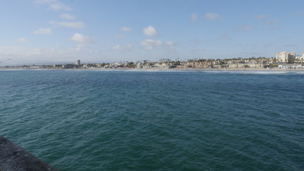 Oceanside Pier California with beach coastline and fishing rods shot in high resolution 