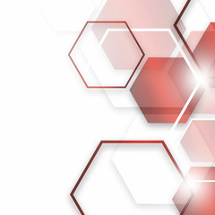 Abstract red  technical background with hexagon