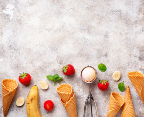 Homemade strawberry banana ice cream