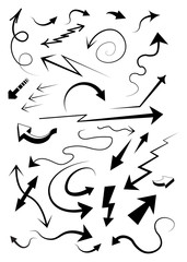 A set of different drawn arrows. Super Vector Graphic Design