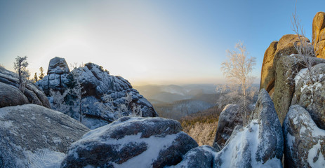 Panoramic view in Stolby National Reserve, Krasnoyarsk