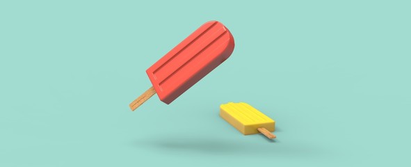 Diseño de paleta helada colorida con degradado. Fondo tridimensional abstracto de verano.