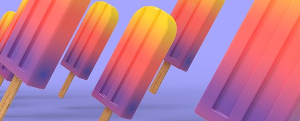Diseño de paleta helada colorida con degradado. Fondo tridimensional abstracto de verano.