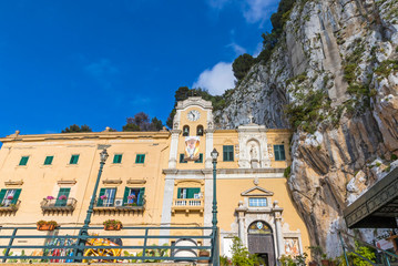 Obraz premium Sanctuary of Santa Rosalia (Italian: Santuario di Santa Rosalia) in Palermo, Sicily, Italy. Located inside a ravine of rock, almost on the top of Mount Pellegrino