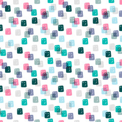 Obraz premium Modern hand draw colorful abstract seamless pattern with geometrical shapes. Square hand drawn background. Vector illustration.