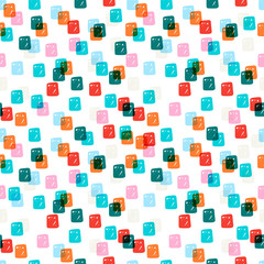 Obraz premium Modern hand draw colorful abstract seamless pattern with geometrical shapes. Square hand drawn background. Vector illustration.