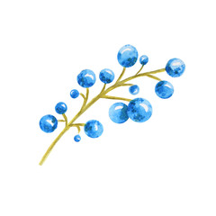 Autumn berries seasonal, nature berry, autumnal botanical isolated on a white background. Watercolor autumn element hand drawn illustration.