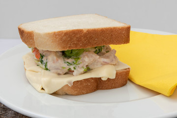 Sandwich con atún vegetales y mahonesa