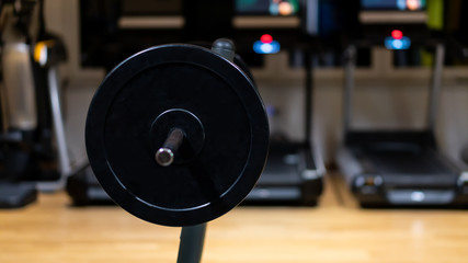 Obraz na płótnie Canvas weight in gym room, close up horizontal photo
