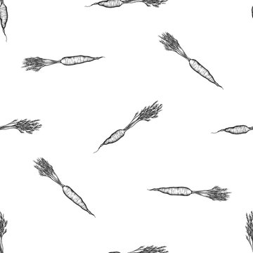 Seamless pattern with black and white carrot