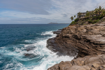 Beautiful Spitting Cave of Portlock vista on Oahu, Hawaii