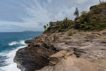 Beautiful Spitting Cave of Portlock vista on Oahu, Hawaii