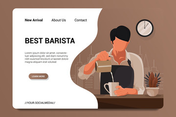 best barista landing page background vector - obrazy, fototapety, plakaty