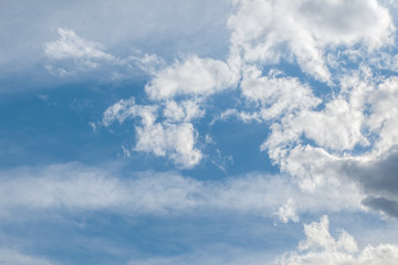 blue sky with different clouds, full-frame texture