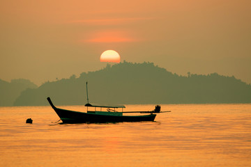 beautiful sun rising sky over abandon island in andaman sea thailand